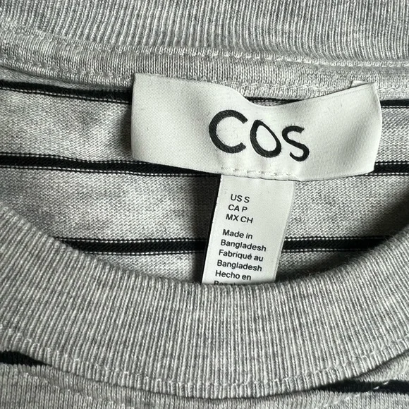 COS CLEAN CUT REGULAR LONG-SLEEVED T-SHIRT, grey/striped, size S - Picture 8 of 8